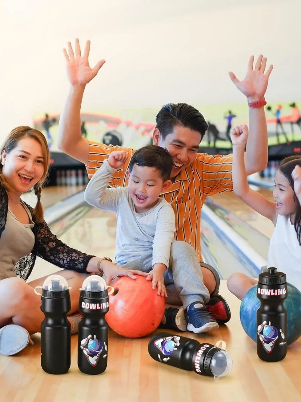 12 Pack Bowling Party Favors Set, Bowling Drawstring Bags & 24 oz Water Bottles,